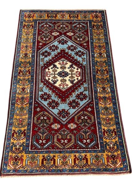 El Dokuma Sıfır Yahyalı Halısı 97X165 Kök Boya Yün Özel Dokuma