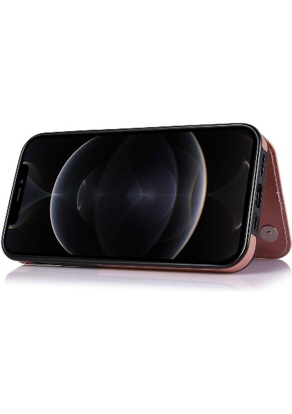 IPhone 12 Için Cüzdan Durumda Pro Max Çift Manyetik Toka Kart Yuvaları Pu (Yurt Dışından) modelleri