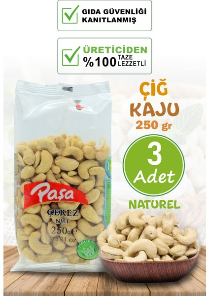 Çiğ Kaju Fıstığı Şeffaf Paket 250 gr x 3 Adet (Naturel 1. Kalite)