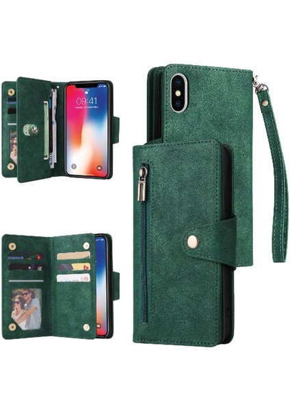 Iphone X/xs Kart Tutucu Fermuar Cüzdan Kapak El Kayışı ile (Yurt Dışından)