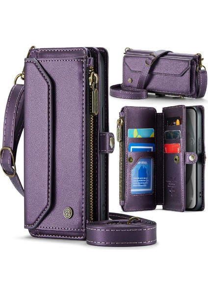 Iphone 15 Için Crossbody Durumda Fermuar Faturaları Yuvası Durumda Cüzdan Kart Tutucu Için (Yurt Dışından)