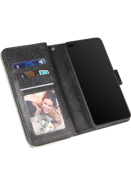 Huawei P40 Flip Kapak Için Kılıf ile El Kayışı Fermuar Cep Cüzdan Kılıf 9 (Yurt Dışından) modelleri