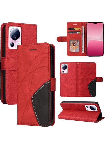 Kart Yuvası Standı ile Xiaomi 13 Lite Için Kılıf Pu Deri Flip Folio Kılıf (Yurt Dışından)