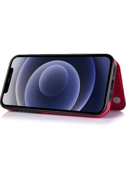 IPhone 12 Için Cüzdan Durumda Çift Manyetik Toka Kart Yuvaları ile Kickstand (Yurt Dışından)