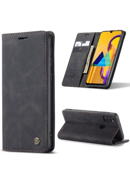 Samsung Galaxy M21 Flip Case Için Folio Kitap Vintage Pu Deri Cüzdan (Yurt Dışından)