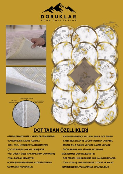 Kaymaz Taban Yıkanabilir Dijital Baskı Dekoratif Modern Desenli Elegance Serisi Lazer Kesim Dot Taban Halı ELG65 fiyatları
