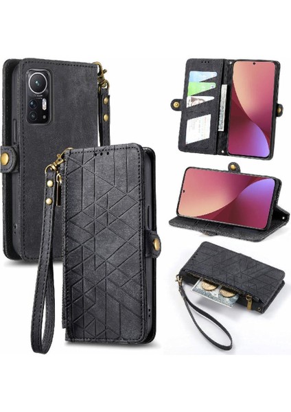 Xiaomi 12 Pro Flip Kapak Için Flip Case Basit Iş Deri Kılıf Cüzdan (Yurt Dışından)