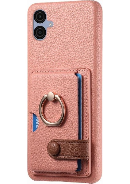 Samsung Galaxy A04E Premium Dokulu Deri Yüzük Standı Kart Yuvaları (Yurt Dışından) indirimleri