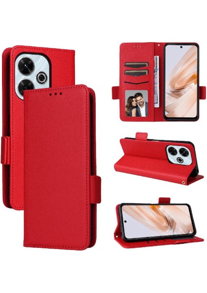 Xıaomı Poco M6 4g Manyetik Yan Toka Cüzdan Pu Deri Için Flip Case (Yurt Dışından)