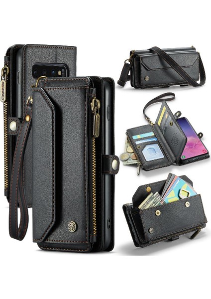 Samsung Galaxy S10 Kart Tutucu Fermuar Faturaları Yuvası Cüzdan Için Crossbody Durumda (Yurt Dışından)