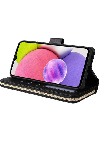El Kayışı ile Samsung Galaxy A03S Için Kılıf Kapak Çevirin Kart Tutucu Cüzdan (Yurt Dışından)