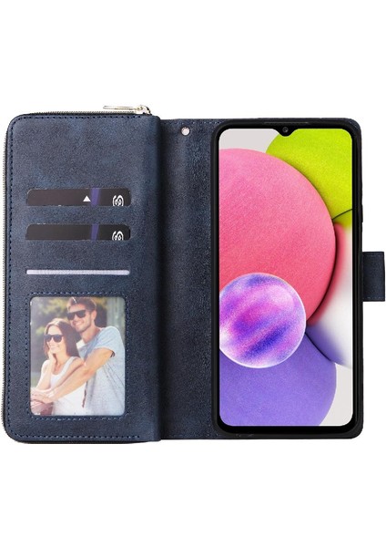 El Kayışı ile Samsung Galaxy A03S Için Kılıf Kapak Çevirin Kart Tutucu Cüzdan (Yurt Dışından)