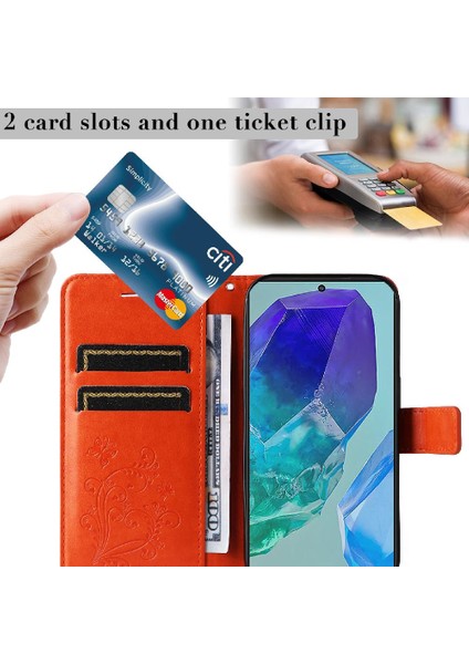Samsung Galaxy M55 5g Flip Kickstand Için Kılıf Kart Yuvası Standı ile Kapak (Yurt Dışından)