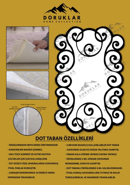 Kaymaz Taban Yıkanabilir Dijital Baskı Dekoratif Modern Desenli Elegance Serisi Lazer Kesim Dot Taban Halı ELG52 fiyatları