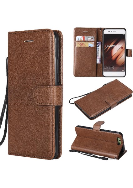 Kart Yuvası Klasik Katı ile Huawei P10 Deri Için Flip Case (Yurt Dışından)