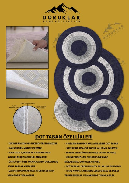 Kaymaz Taban Yıkanabilir Dijital Baskı Dekoratif Modern Desenli Elegance Serisi Lazer Kesim Dot Taban Halı ELG41 fiyatları