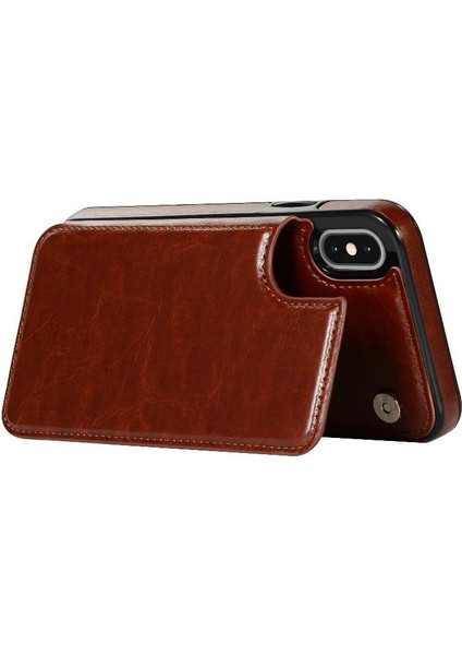 Kart Tutucu Kickstand Çift Manyetik ile IPhone Xs Max Için Cüzdan Kılıf (Yurt Dışından)