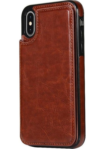 Kart Tutucu Kickstand Çift Manyetik ile IPhone Xs Max Için Cüzdan Kılıf (Yurt Dışından)