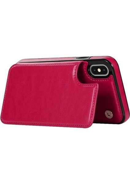Kart Tutucu Kickstand Çift Manyetik ile IPhone Xs Max Için Cüzdan Kılıf (Yurt Dışından)