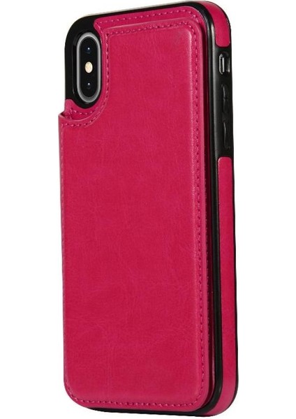 Kart Tutucu Kickstand Çift Manyetik ile IPhone Xs Max Için Cüzdan Kılıf (Yurt Dışından)