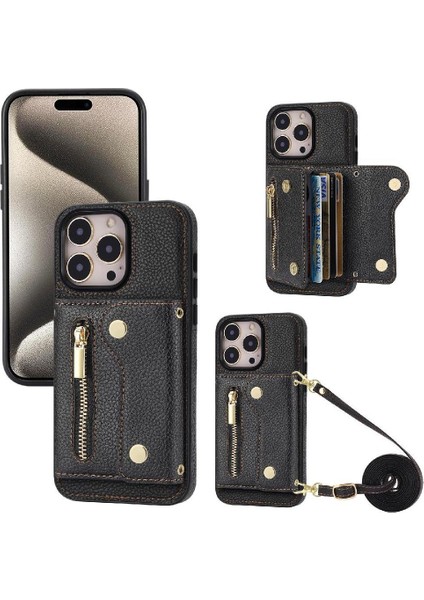 IPhone 15 Için Kılıf Pro Büyük Kapasiteli Uzun Kayış Hafif Kart Yuvaları (Yurt Dışından)