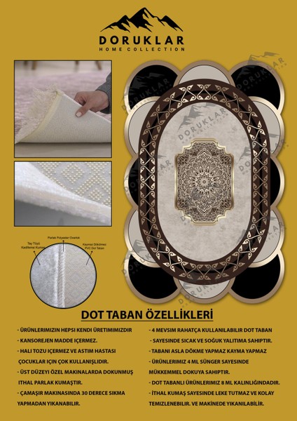 Kaymaz Taban Yıkanabilir Dijital Baskı Dekoratif Modern Desenli Elegance Serisi Lazer Kesim Dot Taban Halı ELG61 fiyatları