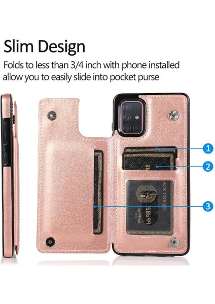 Samsung Galaxy A71 5g Pu Deri Kickstand Kart Yuvaları ile Cüzdan Kılıf (Yurt Dışından)