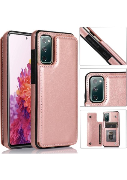 Kart Tutucu Çift Manyetik Pu ile Samsung Galaxy S20 Fe Için Cüzdan Kılıf (Yurt Dışından)