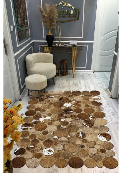 Kaymaz Taban Yıkanabilir Dijital Baskı Dekoratif Modern Desenli Elegance Serisi Lazer Kesim Dot Taban Halı ELG56
