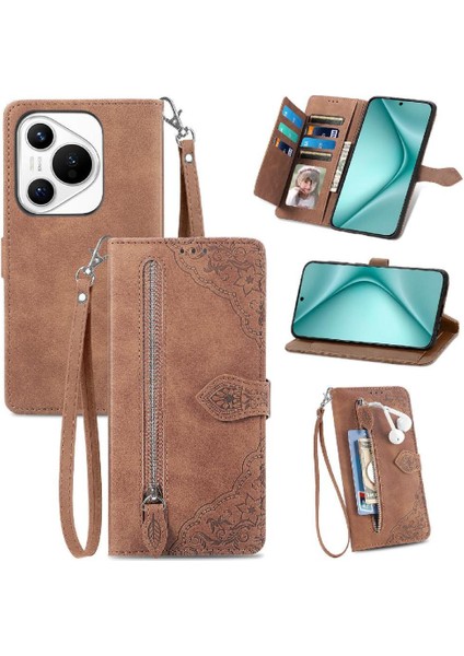 Huawei Pura 70 Flip Fermuar Tarzı Çoklu Kart Yuvası Cüzdan Için Flip Case (Yurt Dışından)