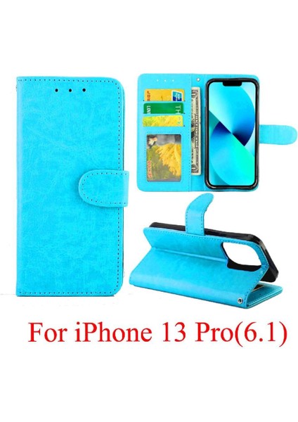 IPhone 13 Için Flip Case Pro Pu Deri Manyetik Kapatma Kickstand Kart (Yurt Dışından)