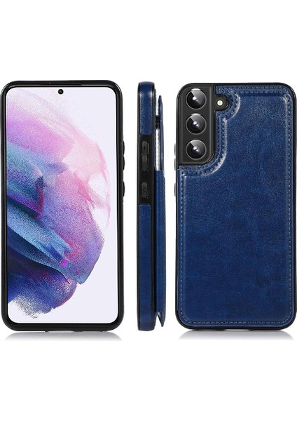 Samsung Galaxy S22 Kart Yuvaları Için Cüzdan Durumda Çift Manyetik Toka Pu (Yurt Dışından)