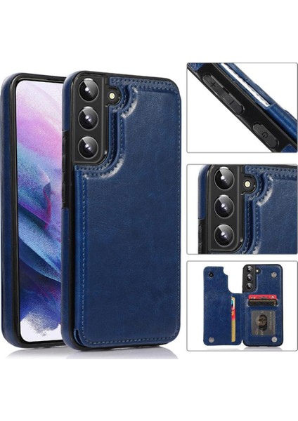 Samsung Galaxy S22 Kart Yuvaları Için Cüzdan Durumda Çift Manyetik Toka Pu (Yurt Dışından)