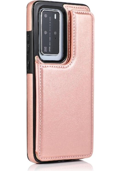 Huawei P40 Kart Yuvaları Için Cüzdan Durumda Çift Manyetik Toka Kickstand Pu (Yurt Dışından) fırsatları