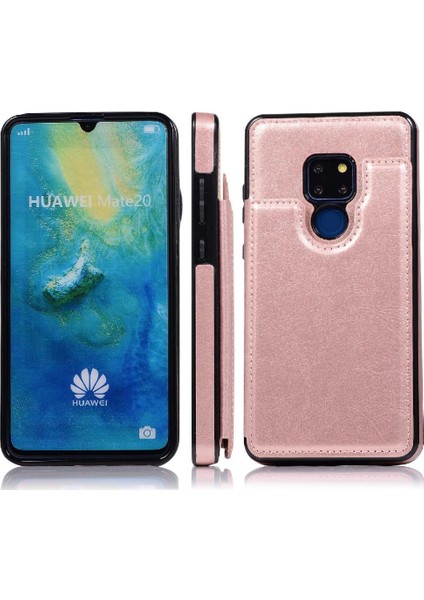 Cüzdan Kılıf Huawei Mate 20 Kart Yuvaları Için Kickstand Pu Deri Çift (Yurt Dışından)