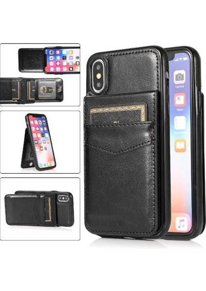 Kredi Manyetik Toka Kılıfı ile IPhone Xs Max Kart Tutucu ile Uyumlu (Yurt Dışından)