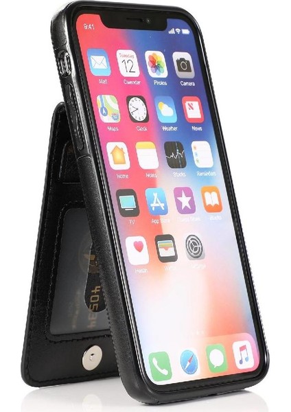 Kredi Manyetik Toka Kılıfı ile IPhone Xs Max Kart Tutucu ile Uyumlu (Yurt Dışından)