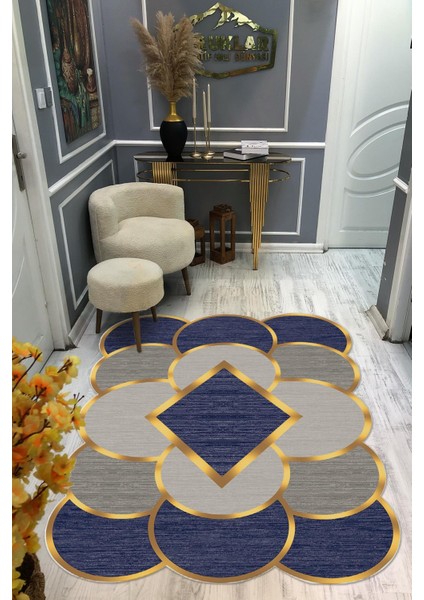 Kaymaz Taban Yıkanabilir Dijital Baskı Dekoratif Modern Desenli Elegance Serisi Lazer Kesim Dot Taban Halı ELG63