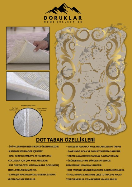 Kaymaz Taban Yıkanabilir Dijital Baskı Dekoratif Modern Desenli Elegance Serisi Lazer Kesim Dot Taban Halı ELG54 fiyatları