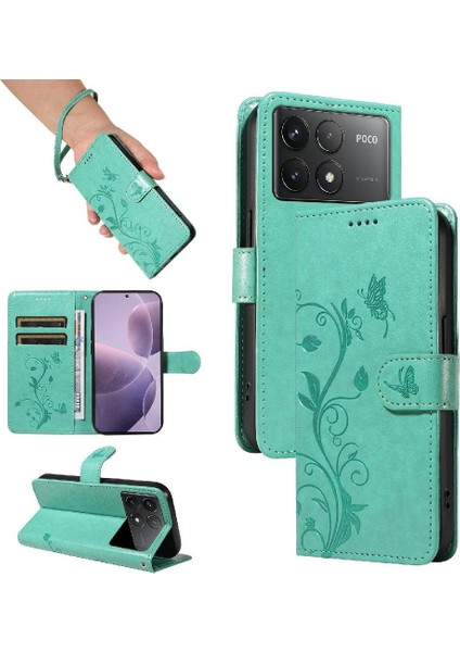 Xiaomi Redmi K70 Cüzdan Telefon Kılıfı Için Kılıf Kabartmalı Kelebek ile Yüksek (Yurt Dışından)