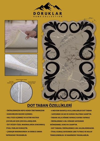 Kaymaz Taban Yıkanabilir Dijital Baskı Dekoratif Modern Desenli Elegance Serisi Lazer Kesim Dot Taban Halı ELG53 fiyatları