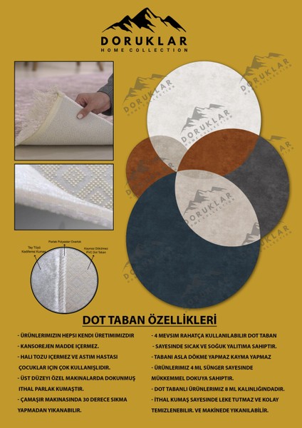Kaymaz Taban Yıkanabilir Dijital Baskı Dekoratif Modern Desenli Elegance Serisi Lazer Kesim Dot Taban Halı ELG44