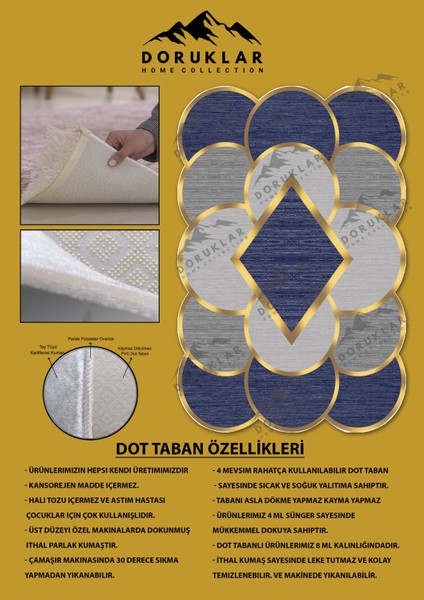Kaymaz Taban Yıkanabilir Dijital Baskı Dekoratif Modern Desenli Elegance Serisi Lazer Kesim Dot Taban Halı ELG63 fiyatları