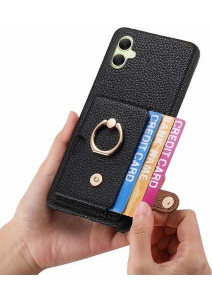 Samsung Galaxy A05 Premium Dokulu Deri Yüzük Standı Kart Yuvaları Için Kılıf (Yurt Dışından) fiyatları