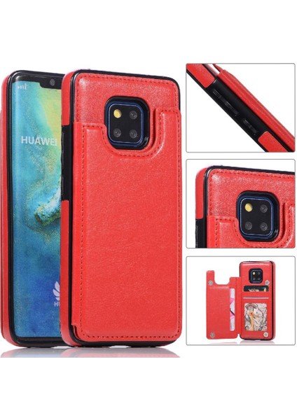 Cüzdan Kılıf Için Huawei Mate 20 Pro Kart Yuvaları Pu Deri Çift Manyetik (Yurt Dışından)