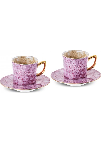 Parla 2 Kişilik Kahve Fincan Takımı 90 ml Pembe