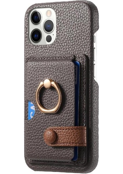 IPhone 12 Için Kılıf Pro Max Halka Standı Premium Dokulu Deri Kart Yuvaları (Yurt Dışından) fırsatları