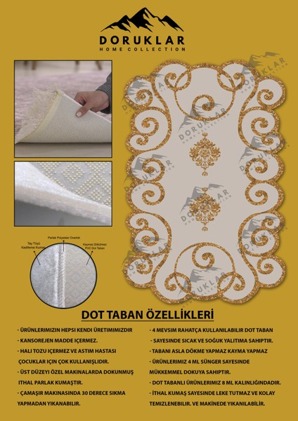 Kaymaz Taban Yıkanabilir Dijital Baskı Dekoratif Modern Desenli Elegance Serisi Lazer Kesim Dot Taban Halı ELG51 fiyatları