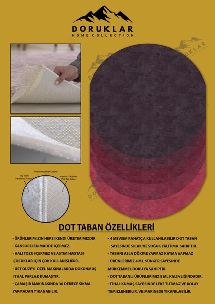 Kaymaz Taban Yıkanabilir Dijital Baskı Dekoratif Modern Desenli Elegance Serisi Lazer Kesim Dot Taban Halı ELG42