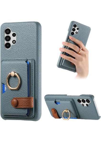 Samsung Galaxy A13 4g Premium Dokulu Deri Halka Standı Kartı (Yurt Dışından)